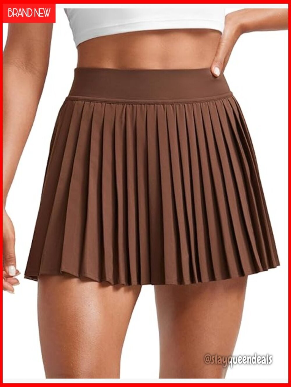 High Waisted Pleated Athletic Skort with Inner Pockets, Tennis Golf Pickleball